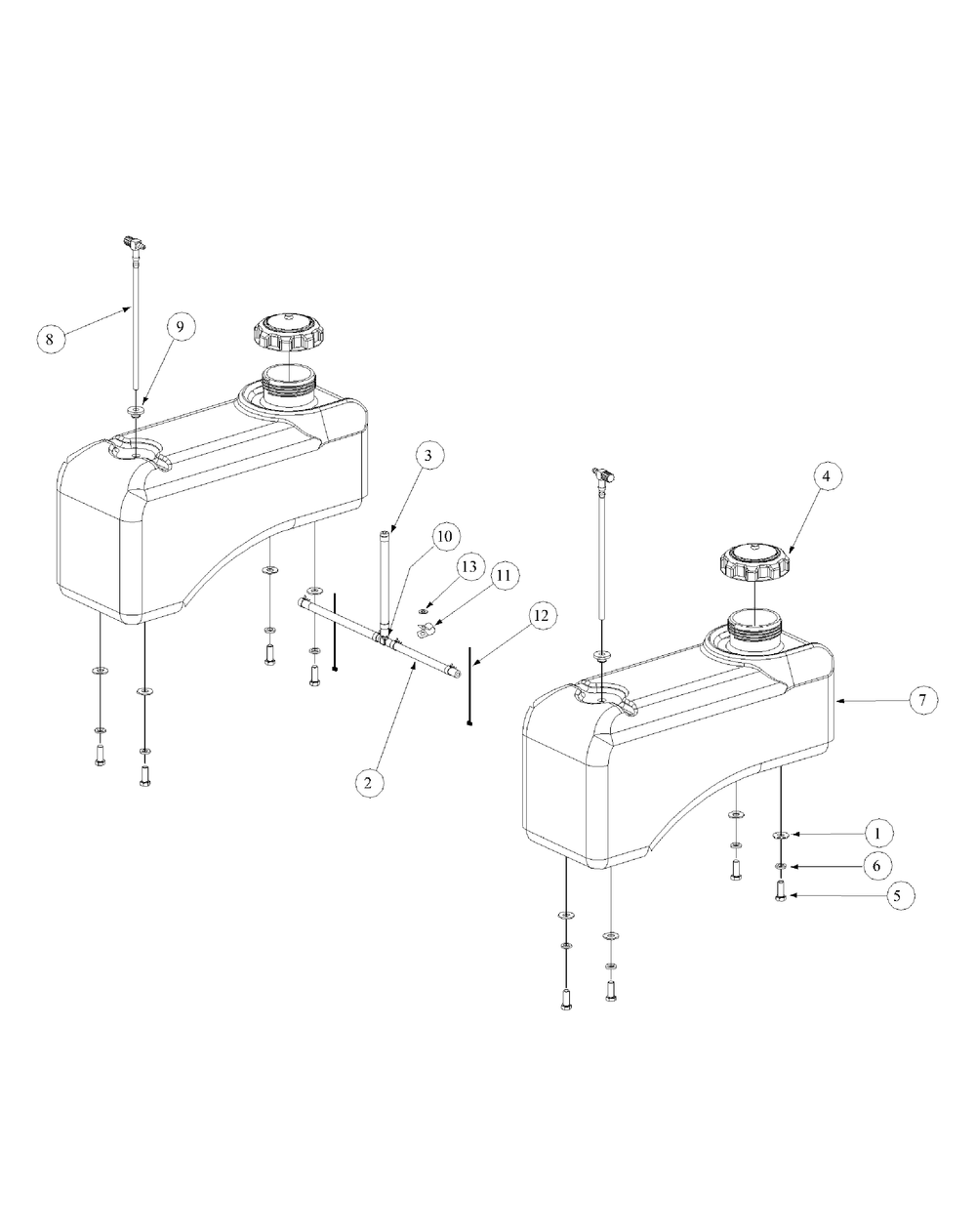 Fuel Tank Assembly Diagram and Parts List for M48-KWS 53AB5D4M150-17-HP Cub Cadet Lawn Tractor